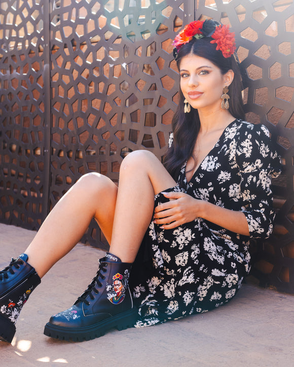 mumka-Calzado-mujer-Botas de Frida Kahlo Black