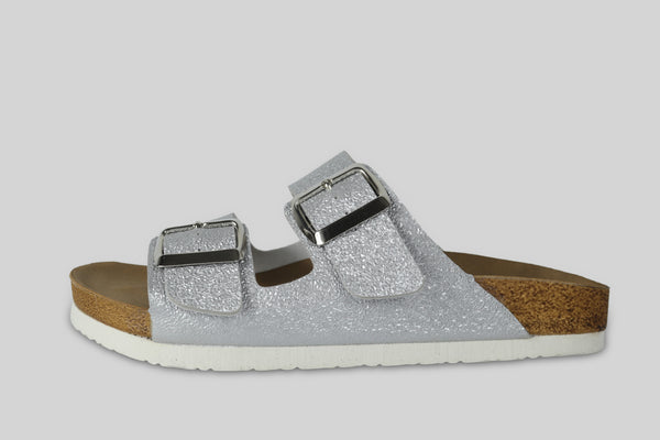mumka-Calzado-mujer-Sandalias Correa Brillo Plateado